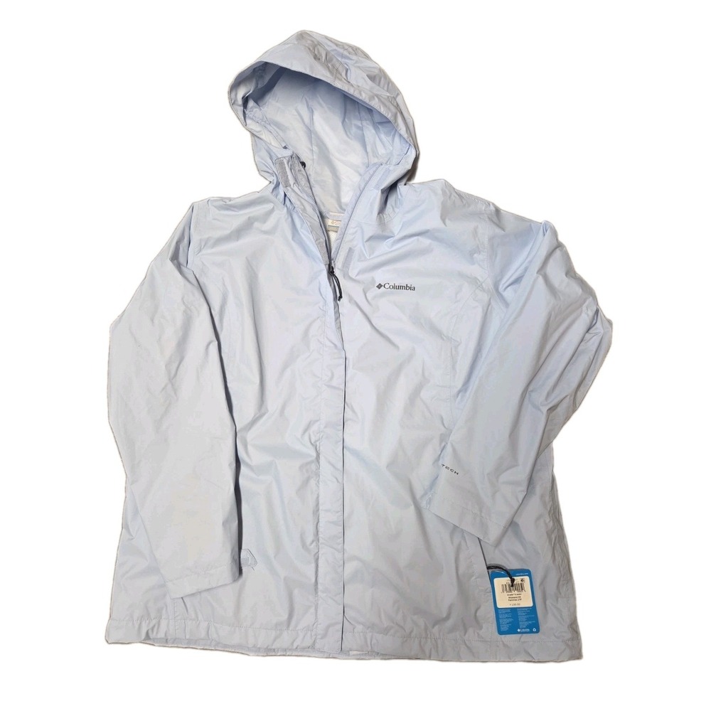Columbia Women's 2X Arcadia II Waterproof Packable Rain Jacket Blue NWT